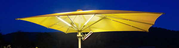 Sonnenschirm mit Kurbelantrieb eckig ø90 mm GFK